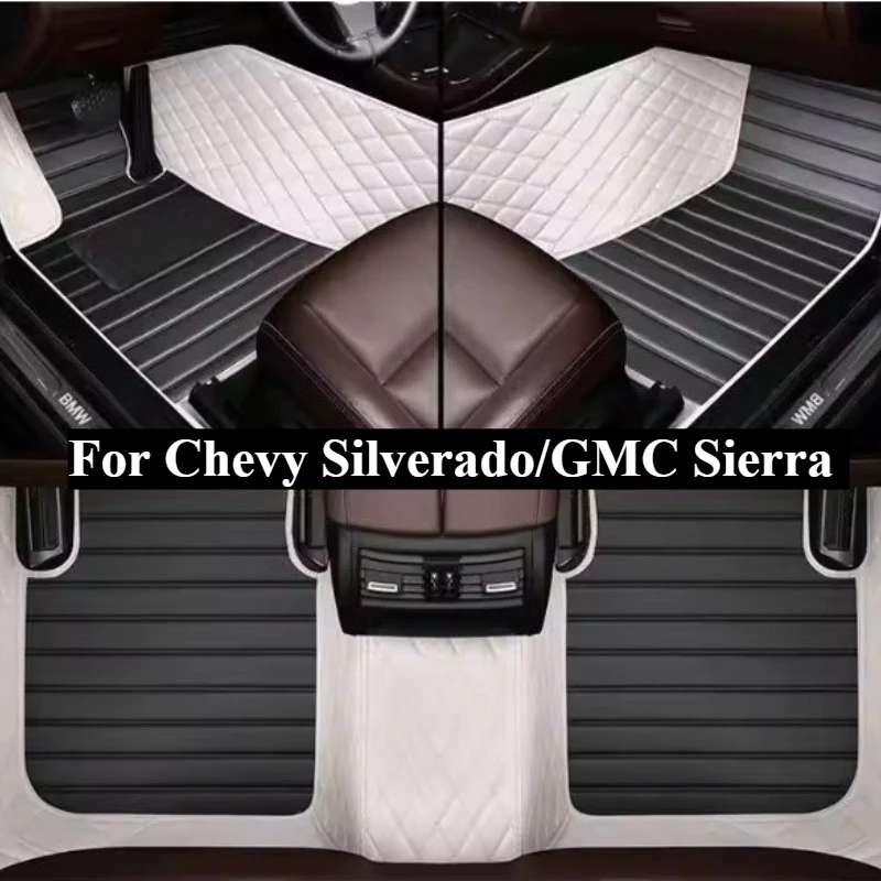 Custom Car Floor Mats For Chevy Silverado/GMC Sierra 1500 2019-2026  Auto Center Interior Accessories Leather Carpets Rugs Foot