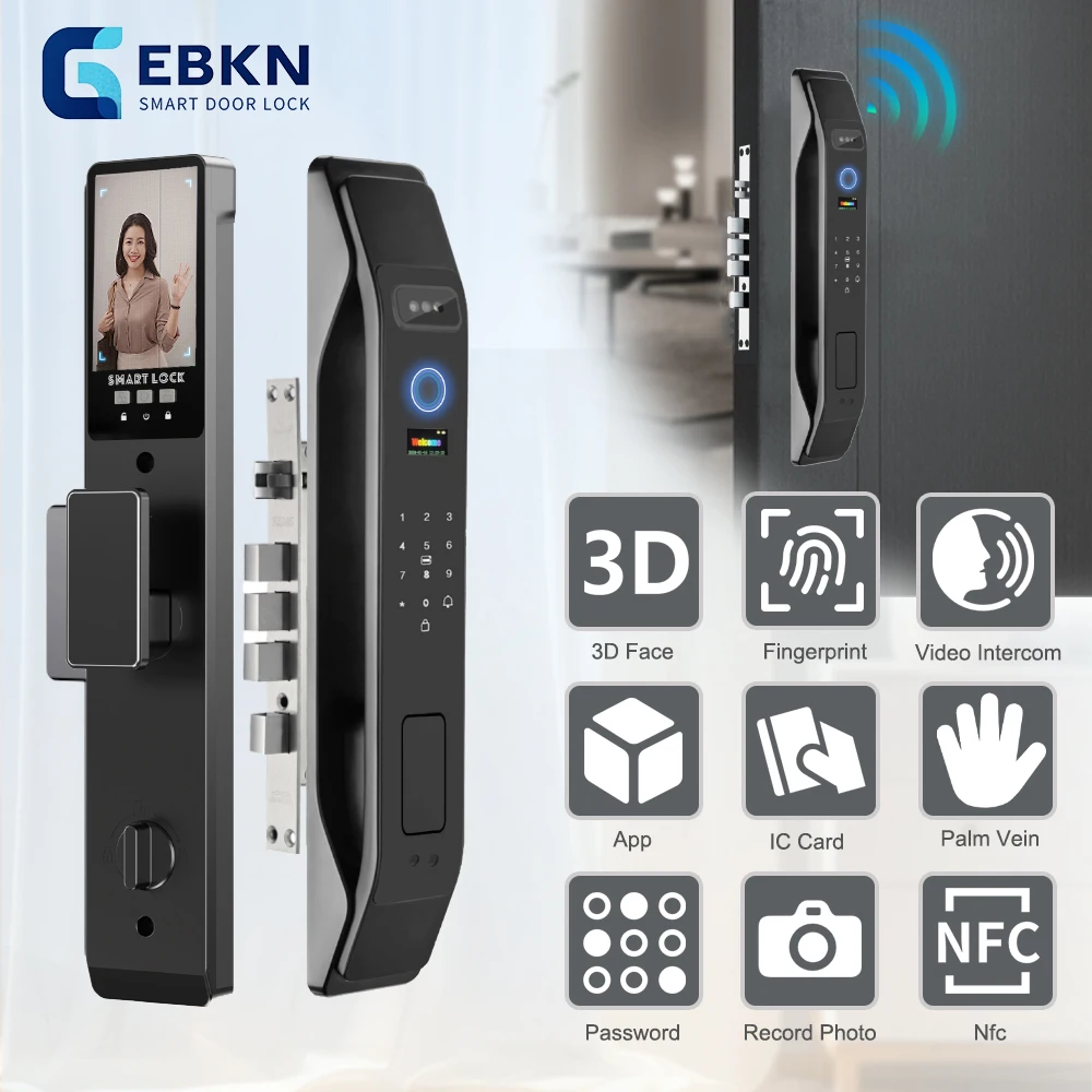 Tuya 3d Face Recognition Smart Door Lock With Camera Cerradura De Puerta Inteligente 6085/6068 Fingerprint Automatic Door Lock