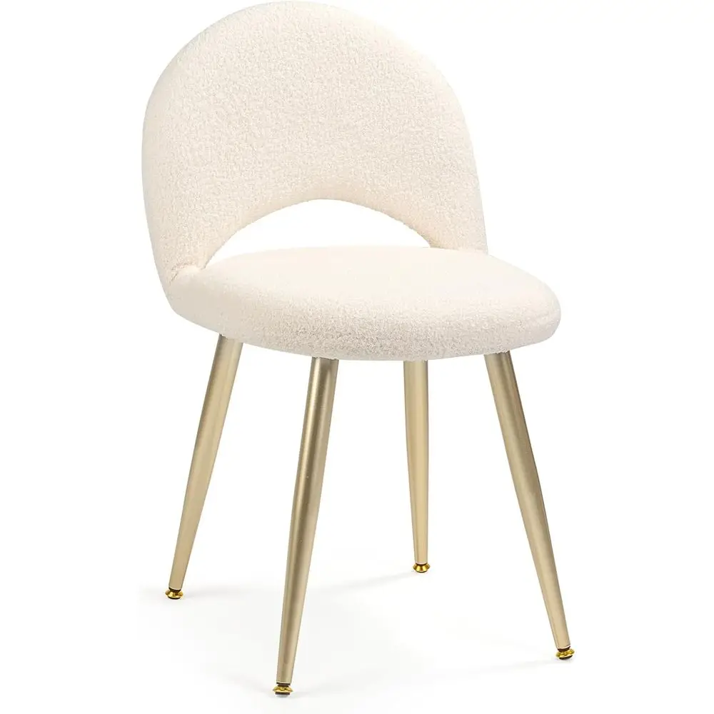 

Adjustable Backrest Sherpa Makeup Stool - Multifunction Chair for Home Office, Kitchen, Dining, and Living Room (White)