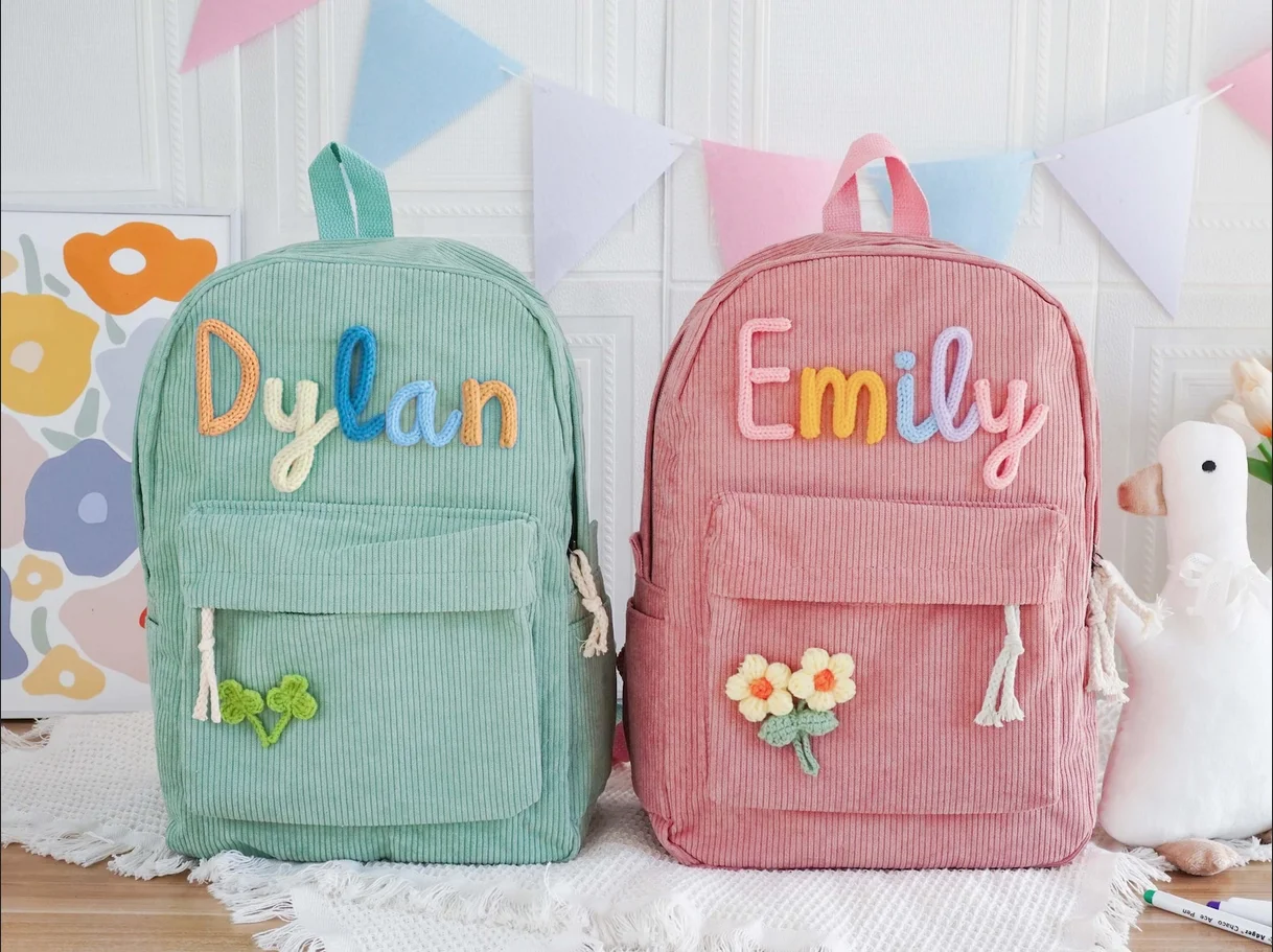 

Personalized Kids Name Backpack,Custome Hand Embroidered Toddler Backpack,Back To School Bag for Kids,Personalized Kids Gift