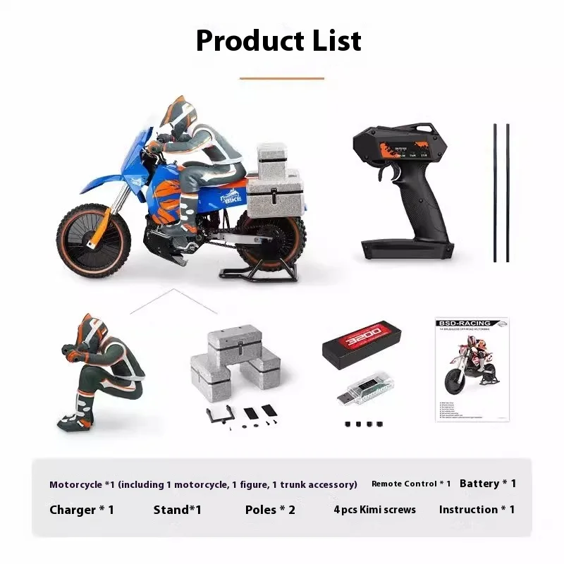 PDracing 1/4 2s Rc Moto Rtr 60 km/h Simulazione senza spazzole ad alta velocità Telecomando elettrico Modello di auto da corsa fuoristrada Regalo