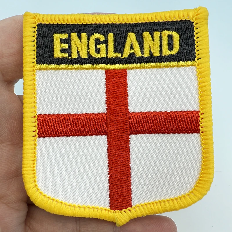 10-100PCS 7x6cm England shield Shape Flag Embroidery Patches Iron on Saw on Transfer patches Sewing Applications for Clothes