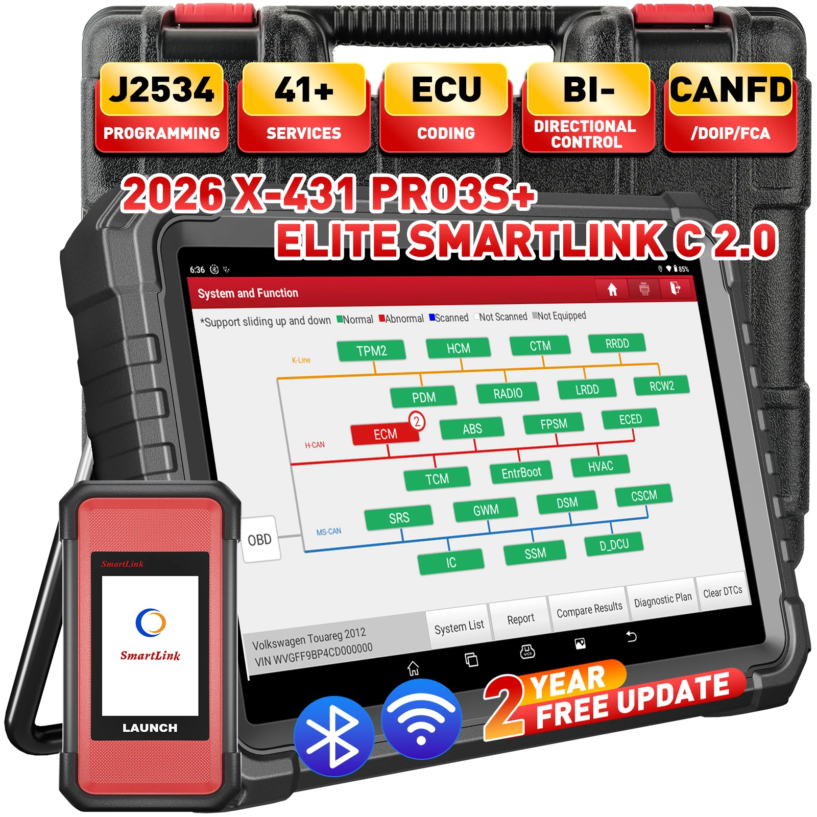 LAUNCH X431 PRO3S+ ELITE Bidirectional Scan Tool J2534 Program All System Diagnostic Scanner Topology All Service Online Coding