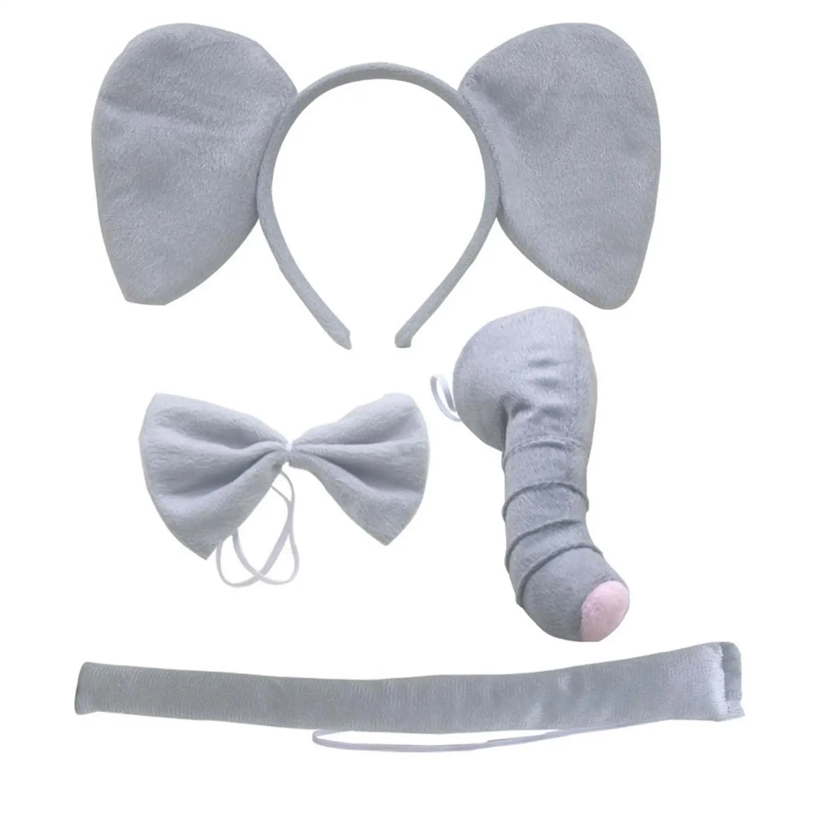 Diadema con orejas de elefante, pajarita para nariz, conjunto de cola, juego de rol, Cosplay de animales, cómodo y ligero para puesta en escena