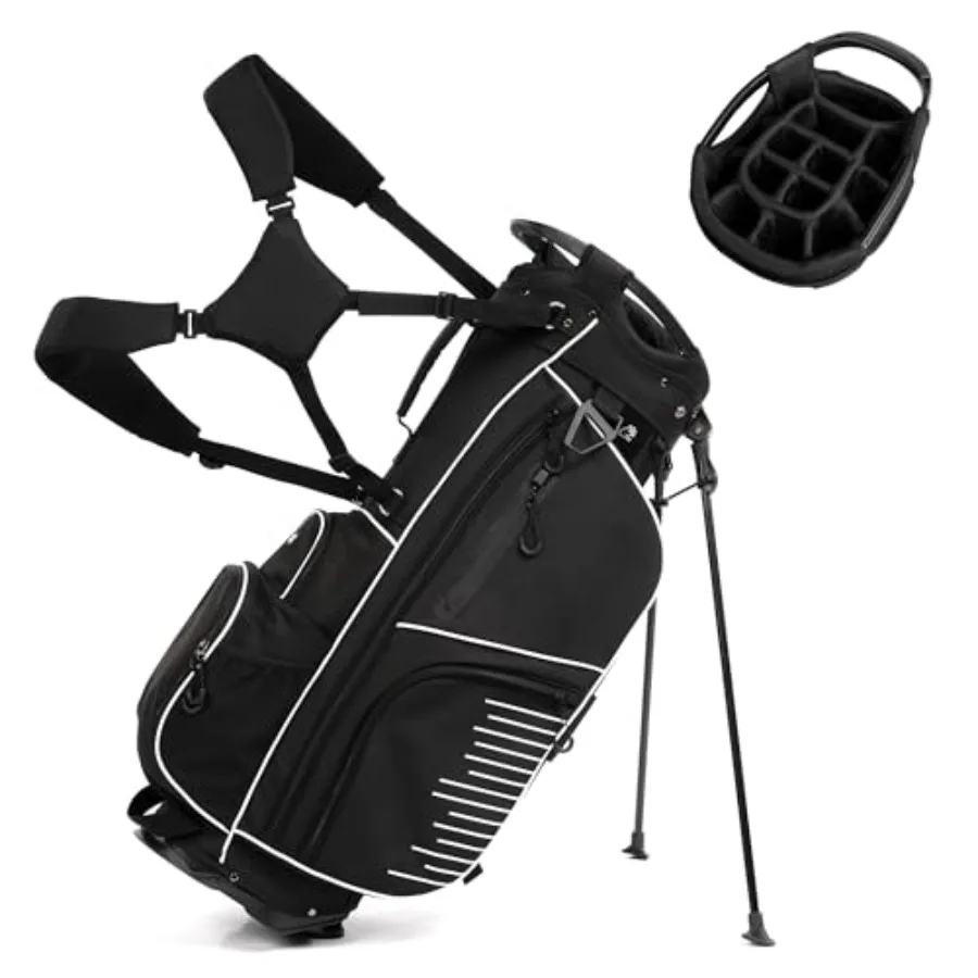 14-Way Full-Length Dividers Golf Stand Bag, Lightweight Golf Bag with Dual Straps, 9 Pockets, Rain Cover, Unisex for Men Women
