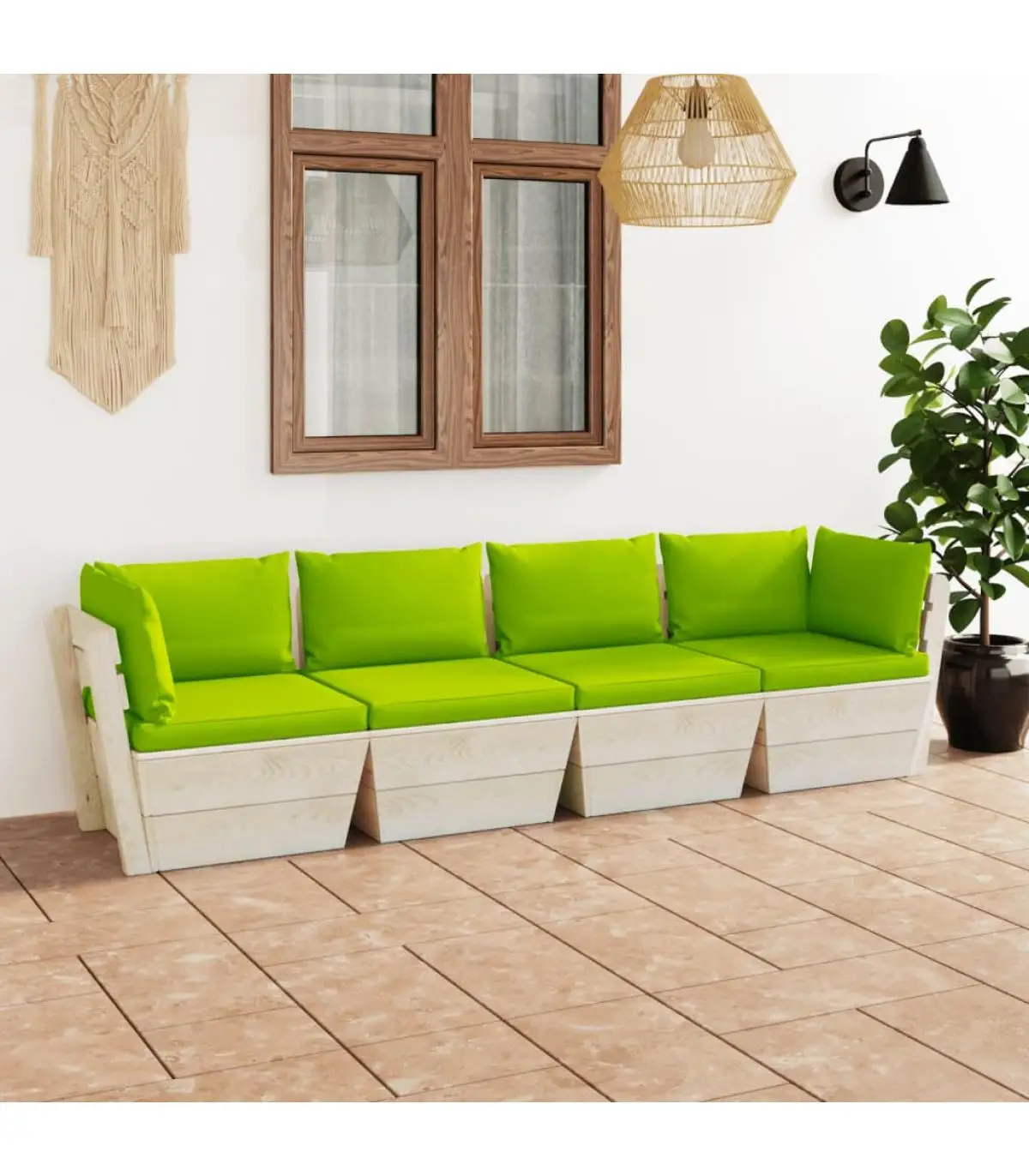 Garden sets garden pallet sofa 4 seater with fir wood cushions