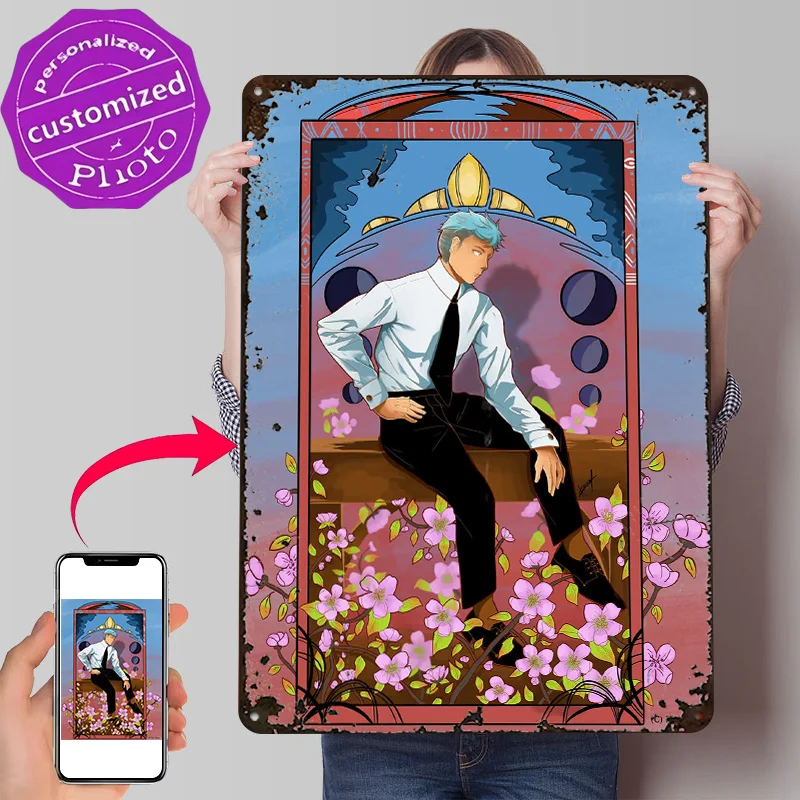 Tarot Card the Gentleman Personalized 3D Textured Metal Poster Wall Art Tinplate Sign for Home Decorations Living Room House