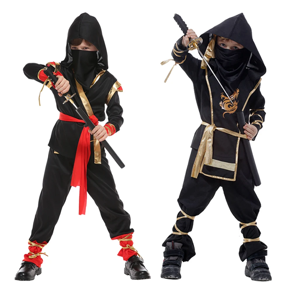 Boys Ninja Deluxe Costume NO Kids with Weapon Accessories Kids Kung Fu Outfit Halloween Ideas Toys