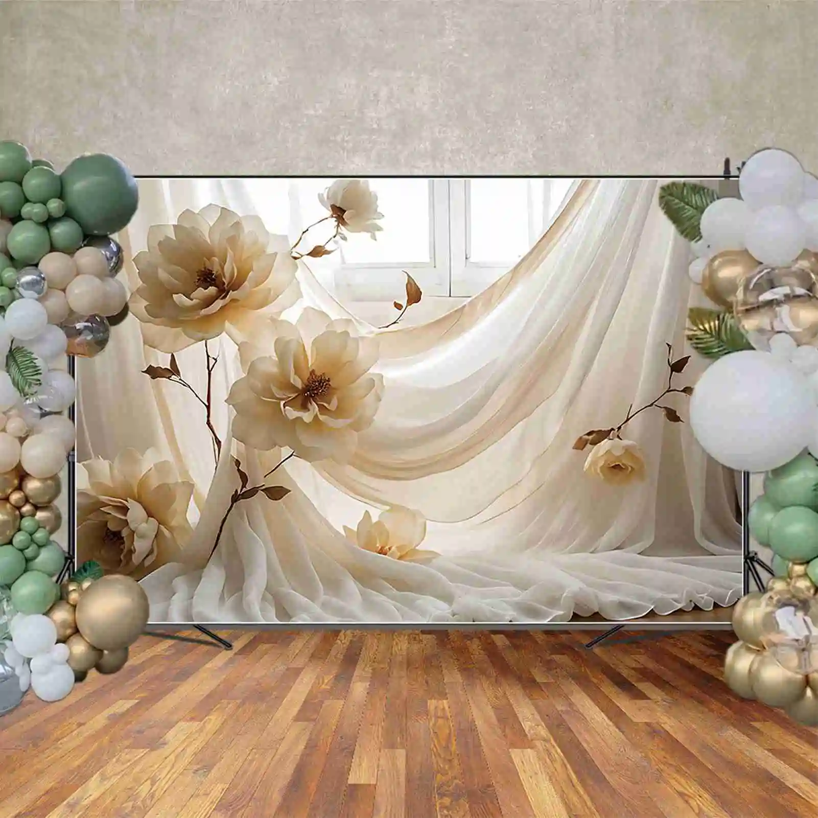 MOON.QG Draping Fabric Curtain Bohemian Style Backdrops Women Wedding Birthday Background Custom Party Photozone Accessories