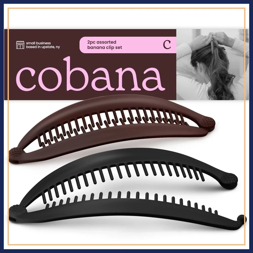 

Large Volumizing Hair Clip Set for Women, 6-Inch, Medium to Thick Hair, Secure Hold, No Crease, Black and Brown, 2 Pack