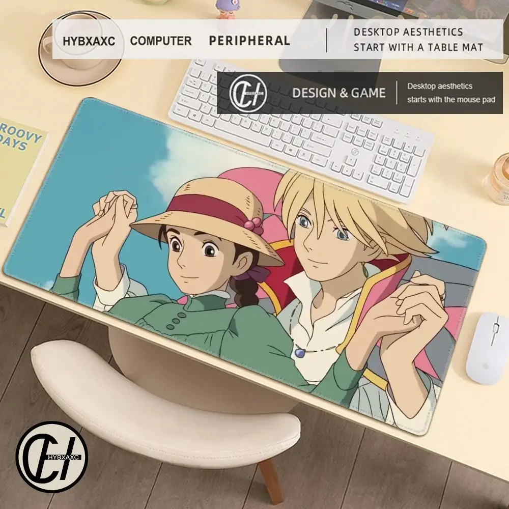 Anime Howl And Sophie Mouse Pad Desk Mouse Pad Cute HD Desk Pad Extended Gaming Keyboard Mats Large XXL Gamer Mousepad 100x50cm