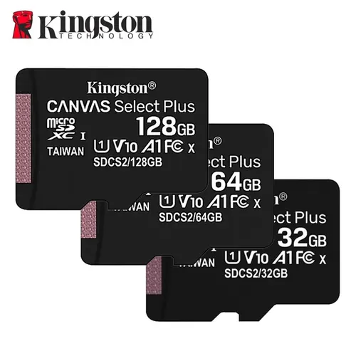 Kingston-tarjeta de memoria Micro SD para teléfono, dispositivo de almacenamiento de 128GB, 32GB, TF, 64GB, U1, V10, A1, SDCS2, velocidad de lectura de 100Mb, Clase 10