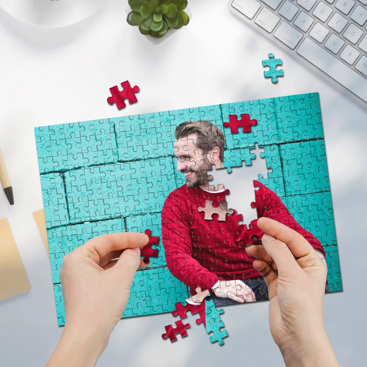 Rompecabezas de fotos personalizado para caballero, regalo de cumpleaños hecho a mano, personalizado con una imagen para nacimiento único, 35/300/500/1025 Uds.
