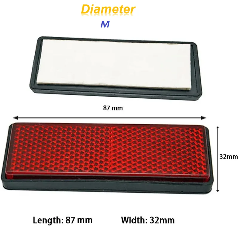 87x32mm Self-Adhesive Reflectors Rectangle Red Side Mark Rear/Tail/Signal Part for ATV Motorcycle Quad-Biking RVs Motohome Truck