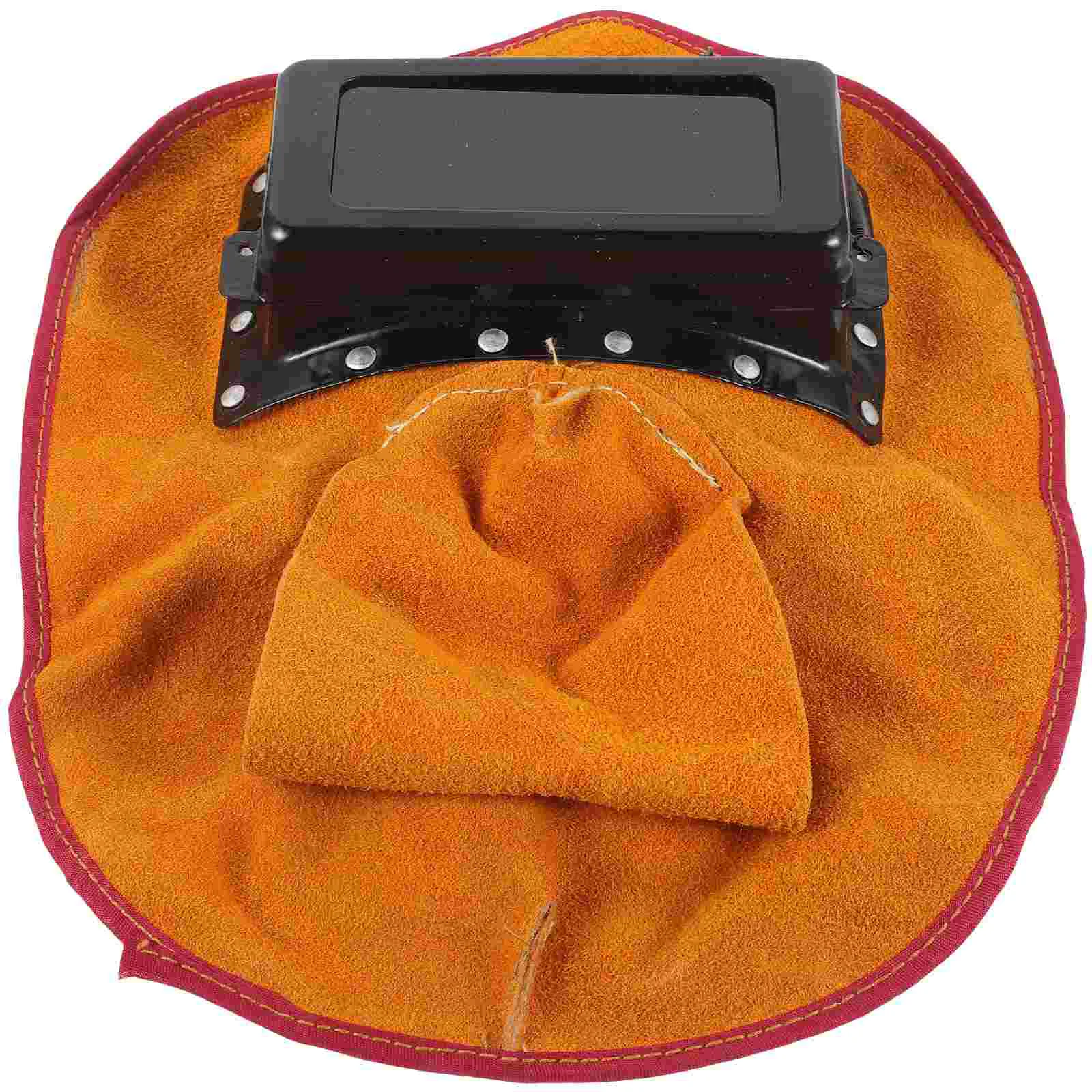 Hood High Temperature Resistance Work Face Mask Cowhide Suede Auto Welding with Lens