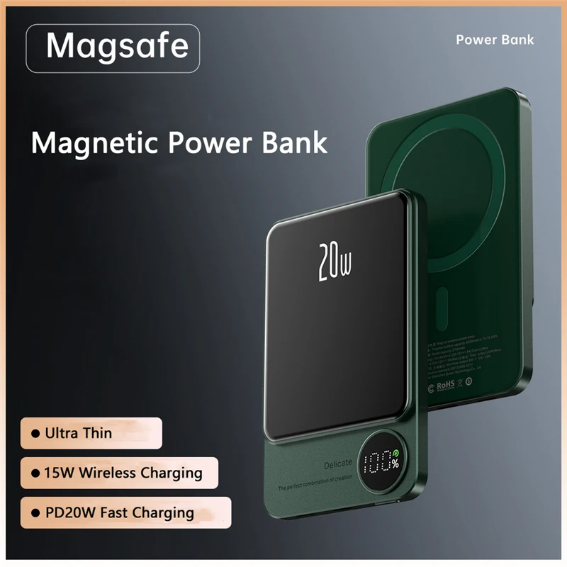 

Magnetic Wireless Charger Power Bank 10000mAh MagSafe Portable Charger USBC for iPhone 15 Samsung Xiaomi Powerbank Spare Battery