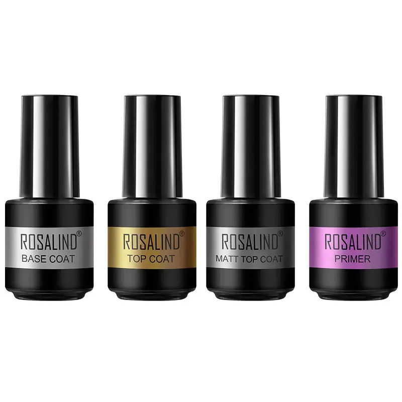 ROSALIND 5/8ml เจลเล็บ BASE Top Coat HYBRID Soak Off กึ่งถาวร UV GEL เคลือบเล็บเล็บ