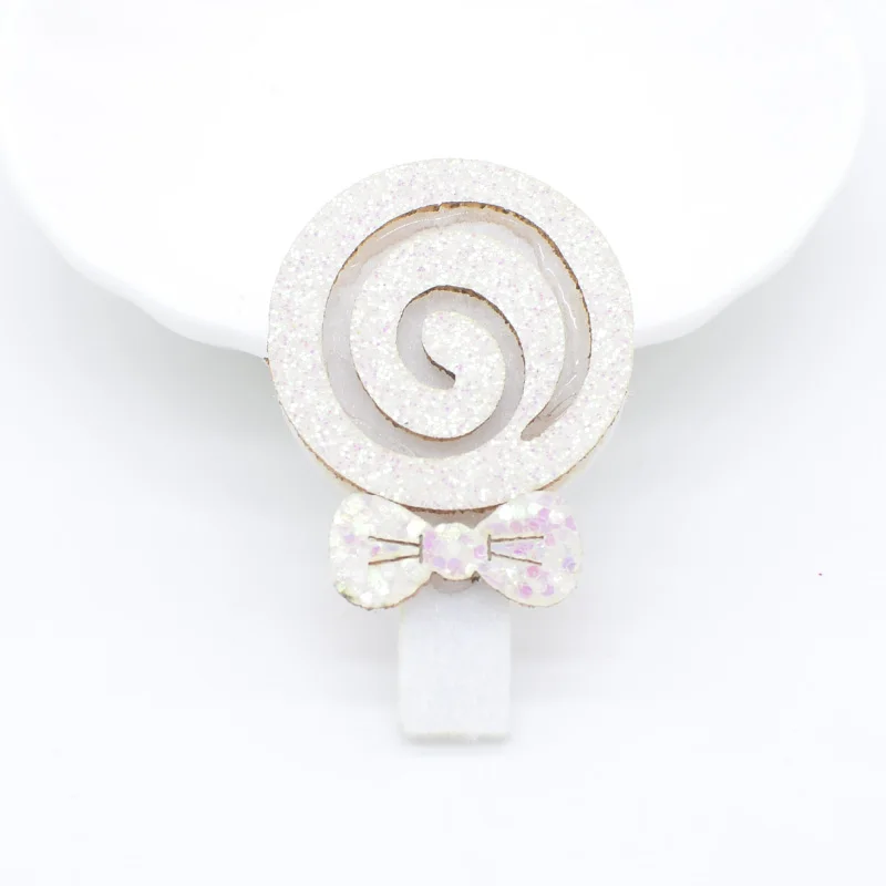 12Pcs 30*45mm Padded Glitter Fabric Sweet Lollipop Applique for DIY Headwear Girl Hair Clips Hoop Bow Handmade Decor Patches