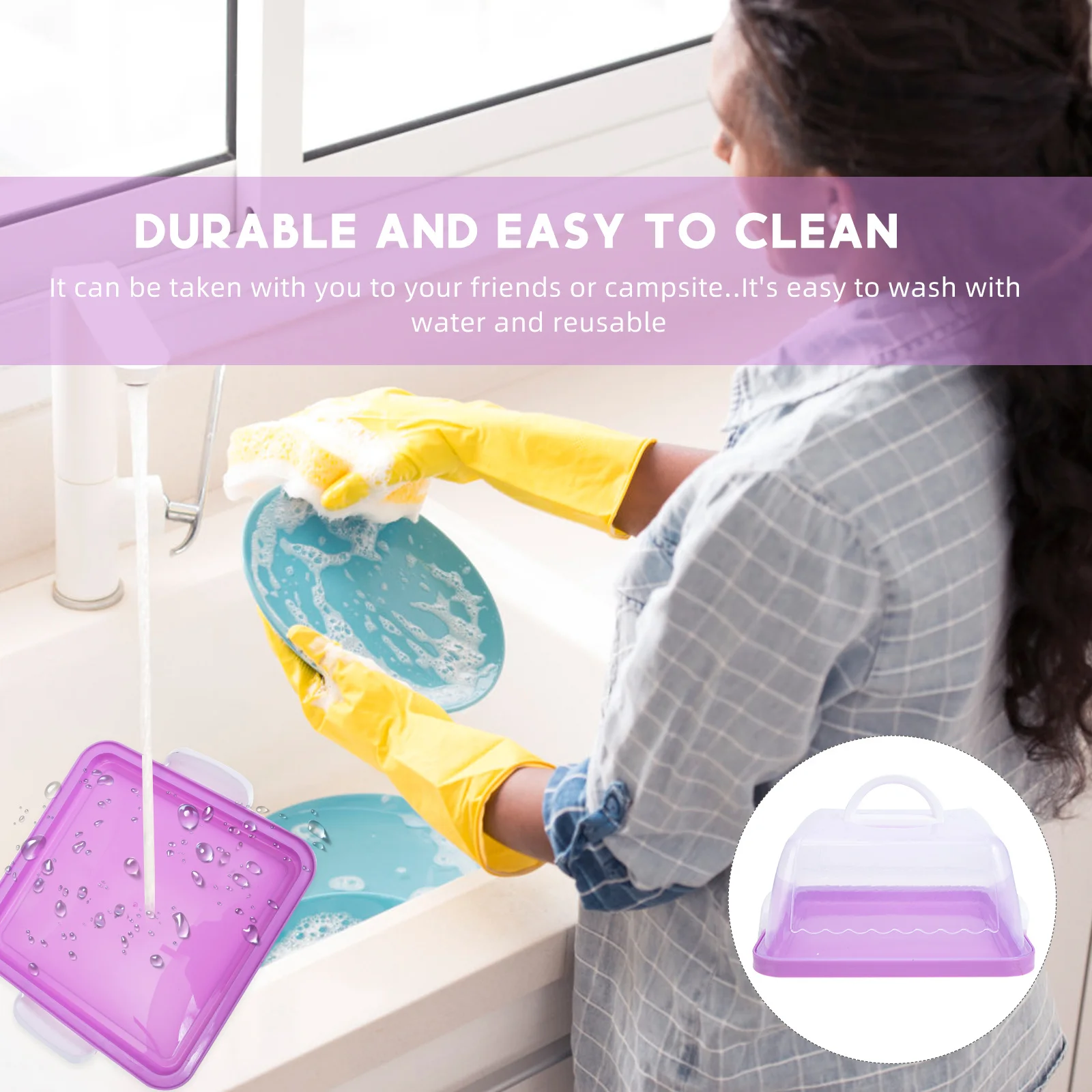 

Portable Plastic Cake Carrier Box Transparent Lid Cake Storage Container with Handle Dust Insect Resistant for Bakery