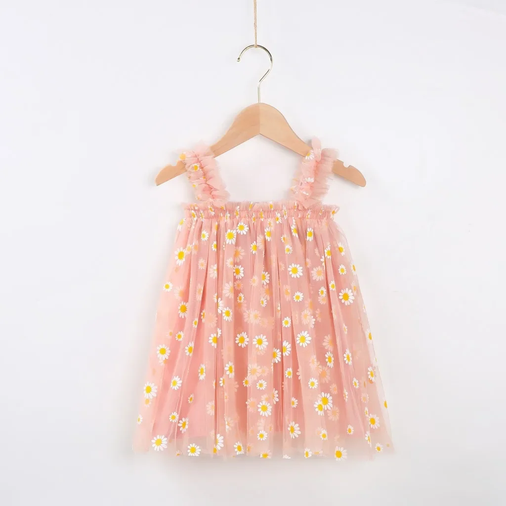 2024 New Baby Girl Dress Fashion Suspenders Embroidery Small Floral Sweet Cute Princess Dresses Birthday Girl Skirt Gift