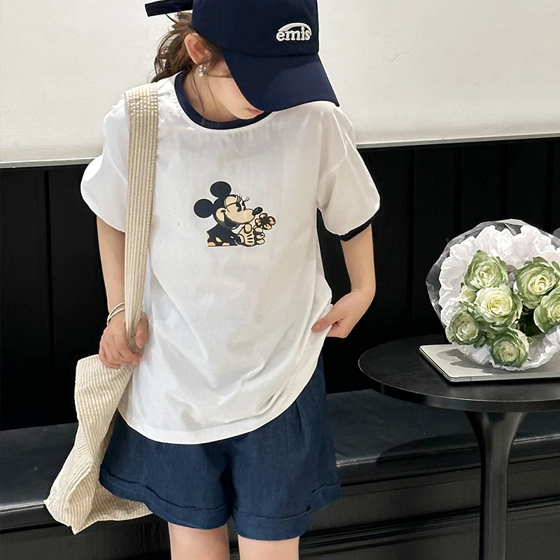 

Girls' Short sleeved T-shirt 2024 New Style Girls' Western Clothes Children's Summer Trendy Brand Summer Clothes Korean Edition