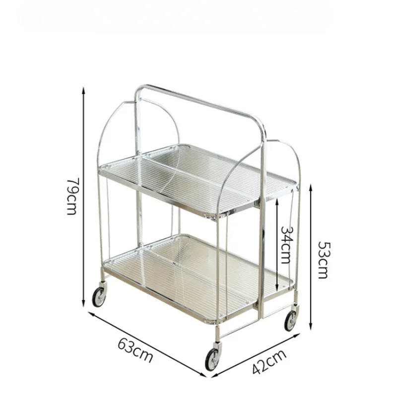 Glass Mobile Dining Car Trolley Foldable Side Table for Kitchen or Living Room Portable Home Bar Furniture Versatile