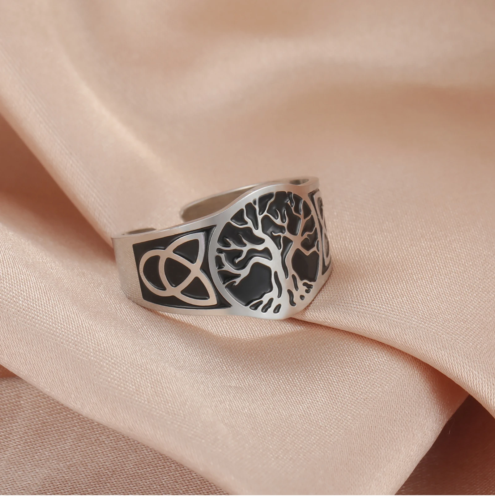 Cooltime Goldfarbener Keltischer Knoten Lebensbaum Offener Ring für Männer und Frauen Retro Edelstahl Nordischer Stil Amulett Schmuck 2026 Geschenk – Detail 12