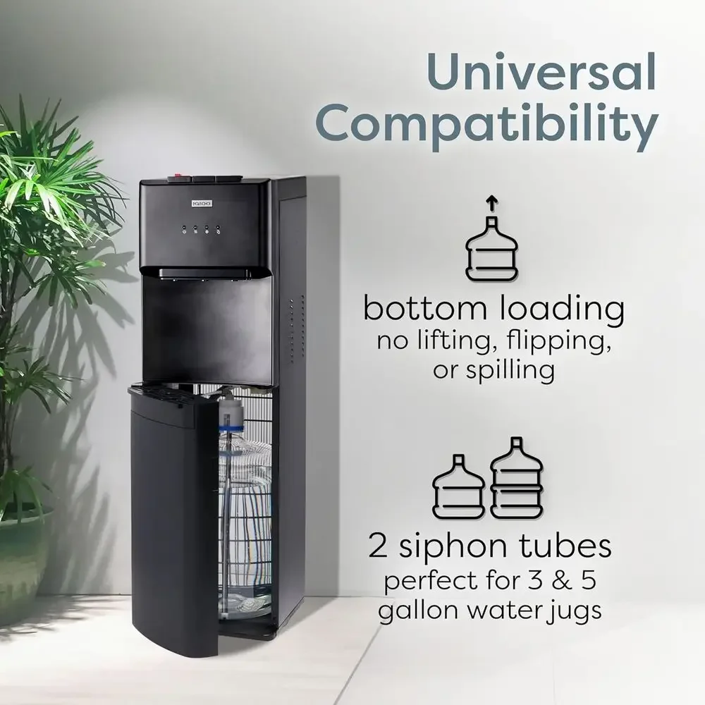 Black Bottom-Loading Water Cooler with Temperature Control for 3-5 Gallon Bottles, Child Safety Lock, Ideal for Home and Office view 4