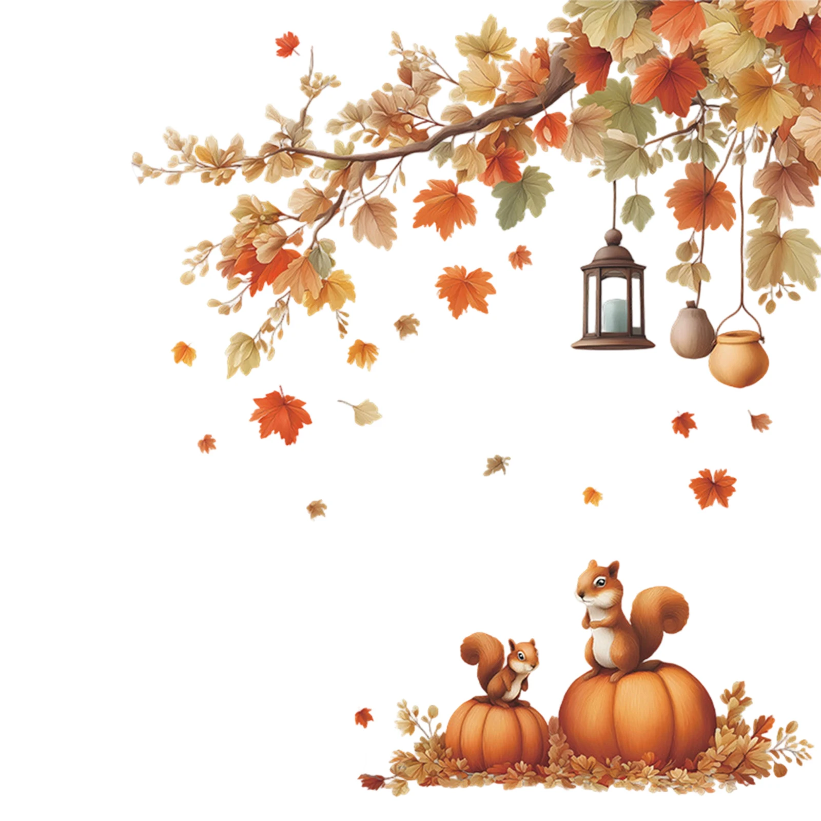 Fall Leaves Wall Stickers Creative Thanksgiving Peel and Stick Wall Decals for Home Office Party Decor