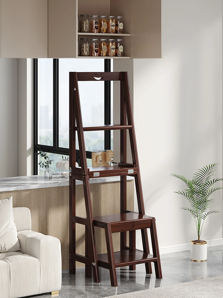Tabouret d'échelle stable multifonctionnel pliant, échelle d'escalade à domicile, échelle intérieure épaisse à trois marches, étagère à double usage