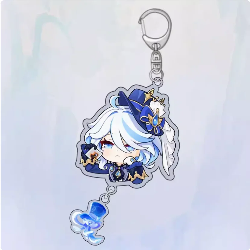 2024 Anime Genshin Impact  Q Version Pendant Cartoon Figure Balladeer Furina Hutao Xiao Raiden Shogun Acrylic Keychain Gift