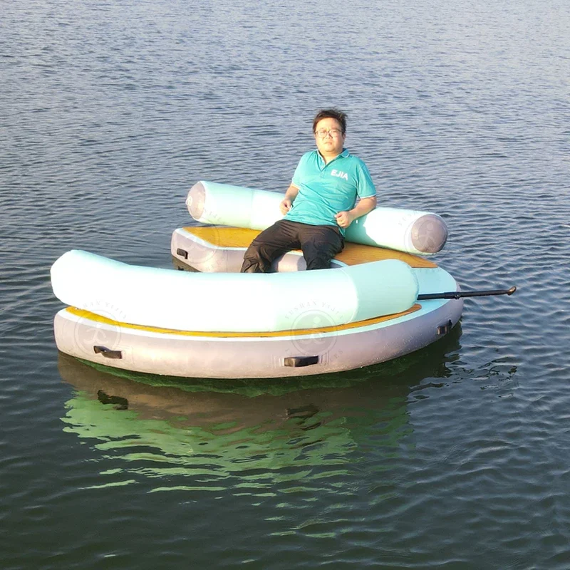 Hot Sale Summer Water Games Inflatable Floating Island Platform Bed Floating U Dock Inflatable Lounge Chair/Sofa