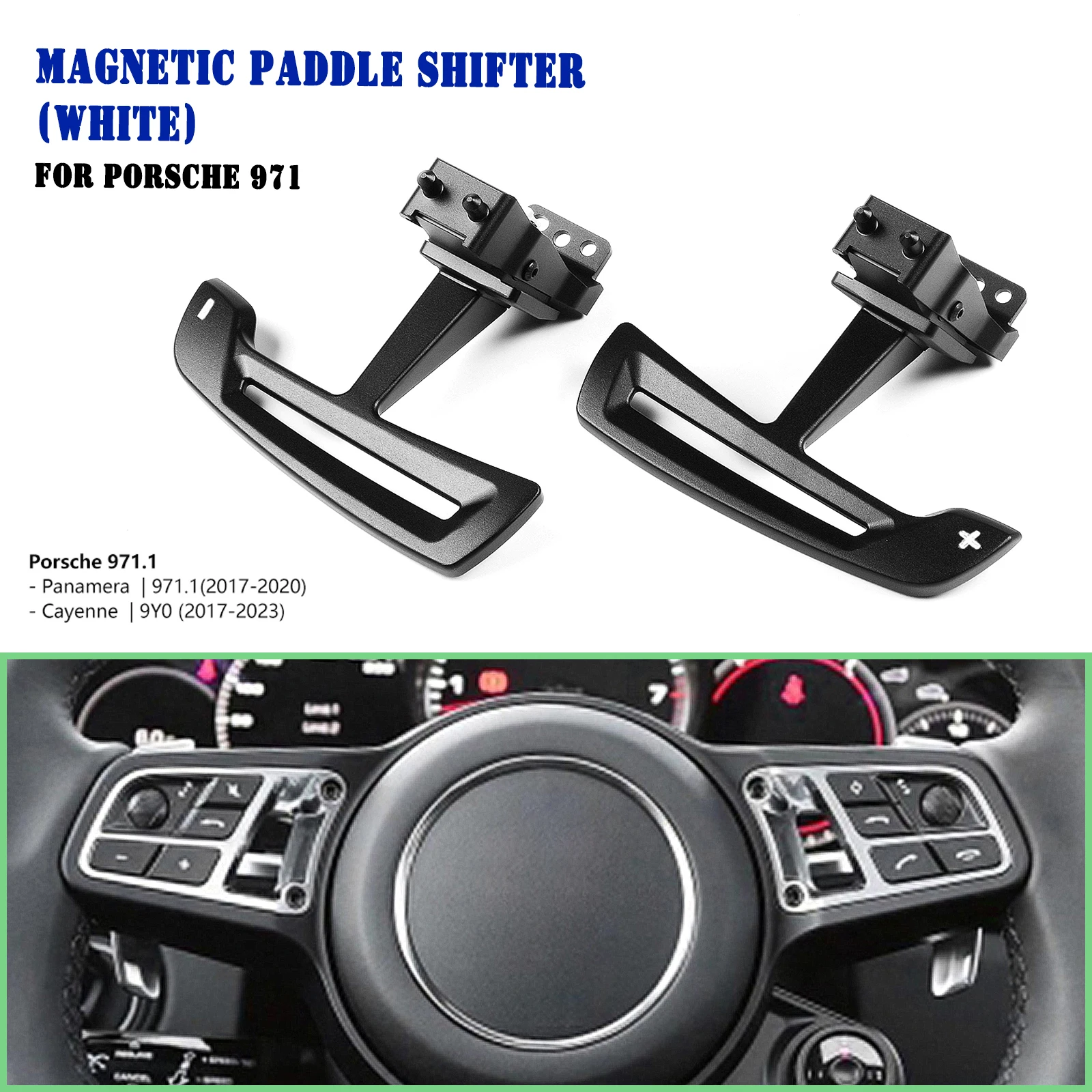 2PCS Car Inner Steering Wheel Magnetic Shift Paddle Shifter For Porsche 971.1 Panamera Cayenne