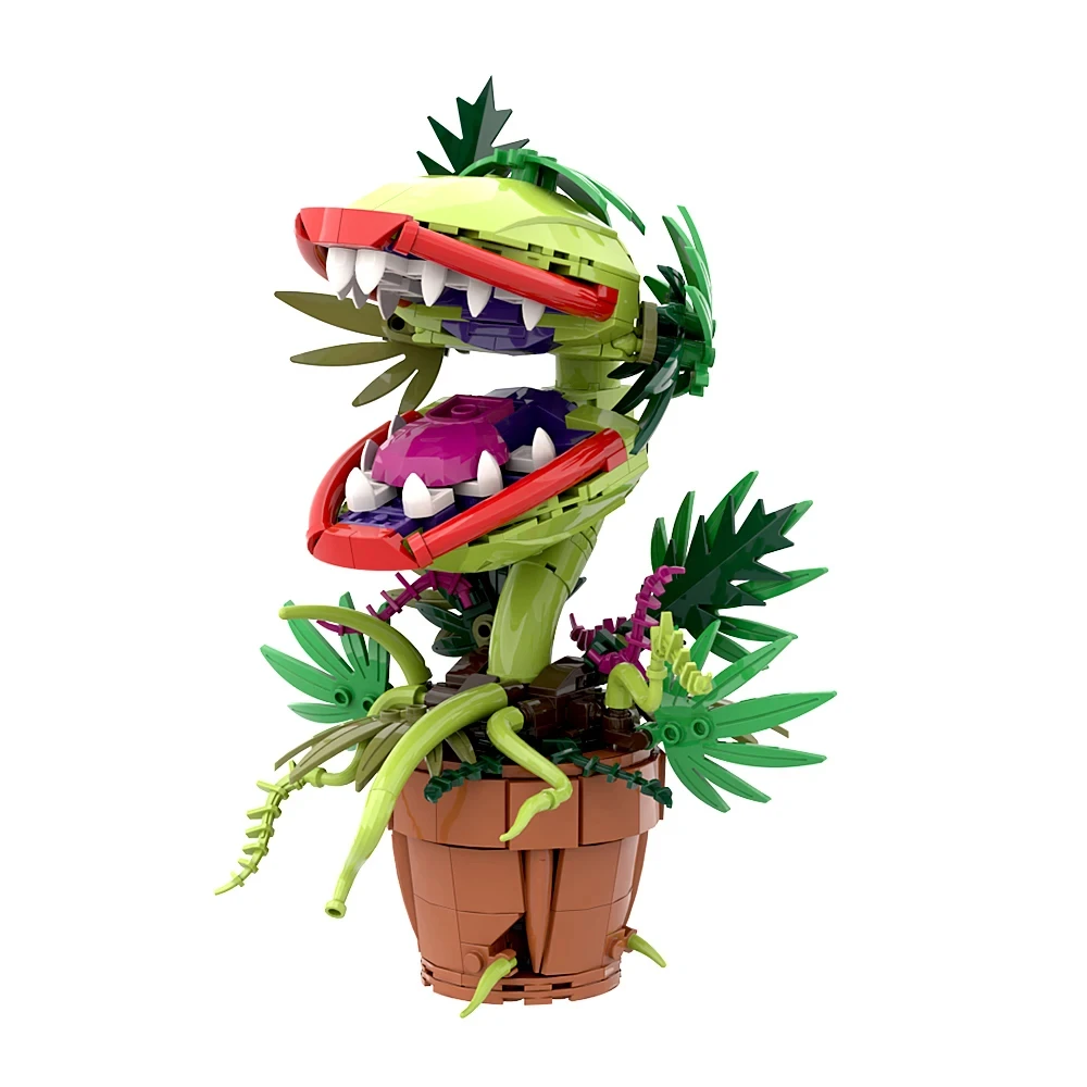 MOC Audrey II Piranha Plant Building Block Chomper Potted Plants Horrors Flower Model Bricks Assemble Toys Children Collect Gift