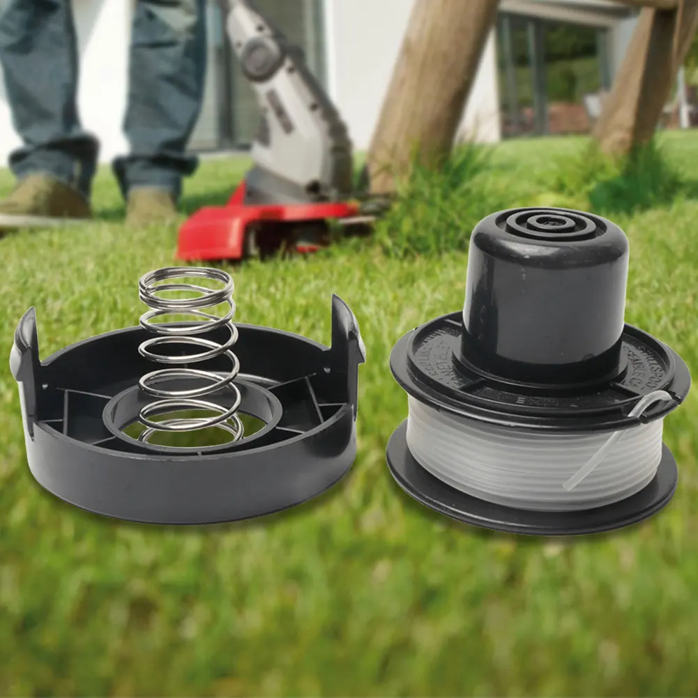 Spool and Cap Combo Replacement String Trimmer Spool Line with Spool Cap Covers and Spring Weed Eater Spool for Black and Decker
