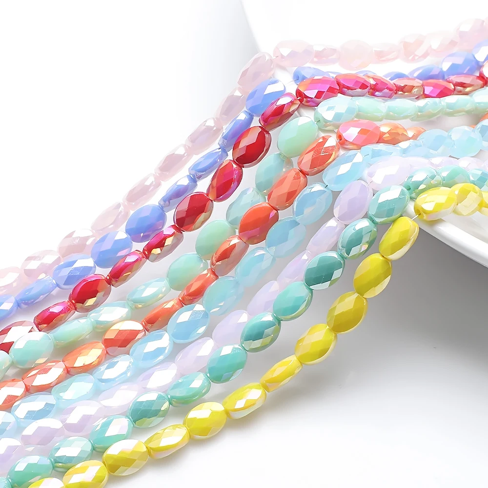 

30Pcs Flatback Oval Bead 8x11mm Faceted Glass Loose Beads Cheap Beading Jewelry Diy Making Crystal AccessoriesWholesale In Bulk