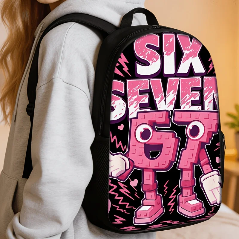 3pcs Cartoon Number 67 Backpack Set Fashion Printed School Bag Multifunctional Lightweight Large Capacity Travel Bag PerfectGift