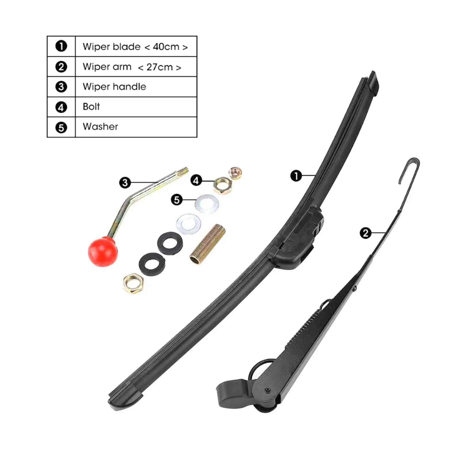 Hand Operated Manual Wiper Universal Windshield Wiper Kit Metal Assembly Durable Parts for Kart Dune Buggy and Boat
