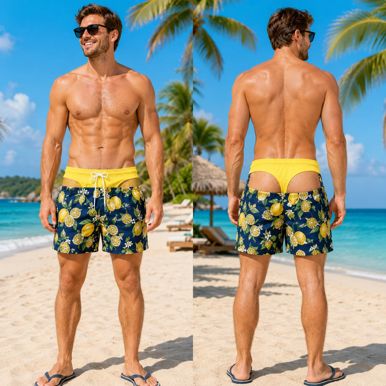 Funny 3D Illusion Fake Cutout Unisex Beach Shorts Optical Illusion Print Quick Dry Swim Trunks Novelty Summer Party Board Shorts