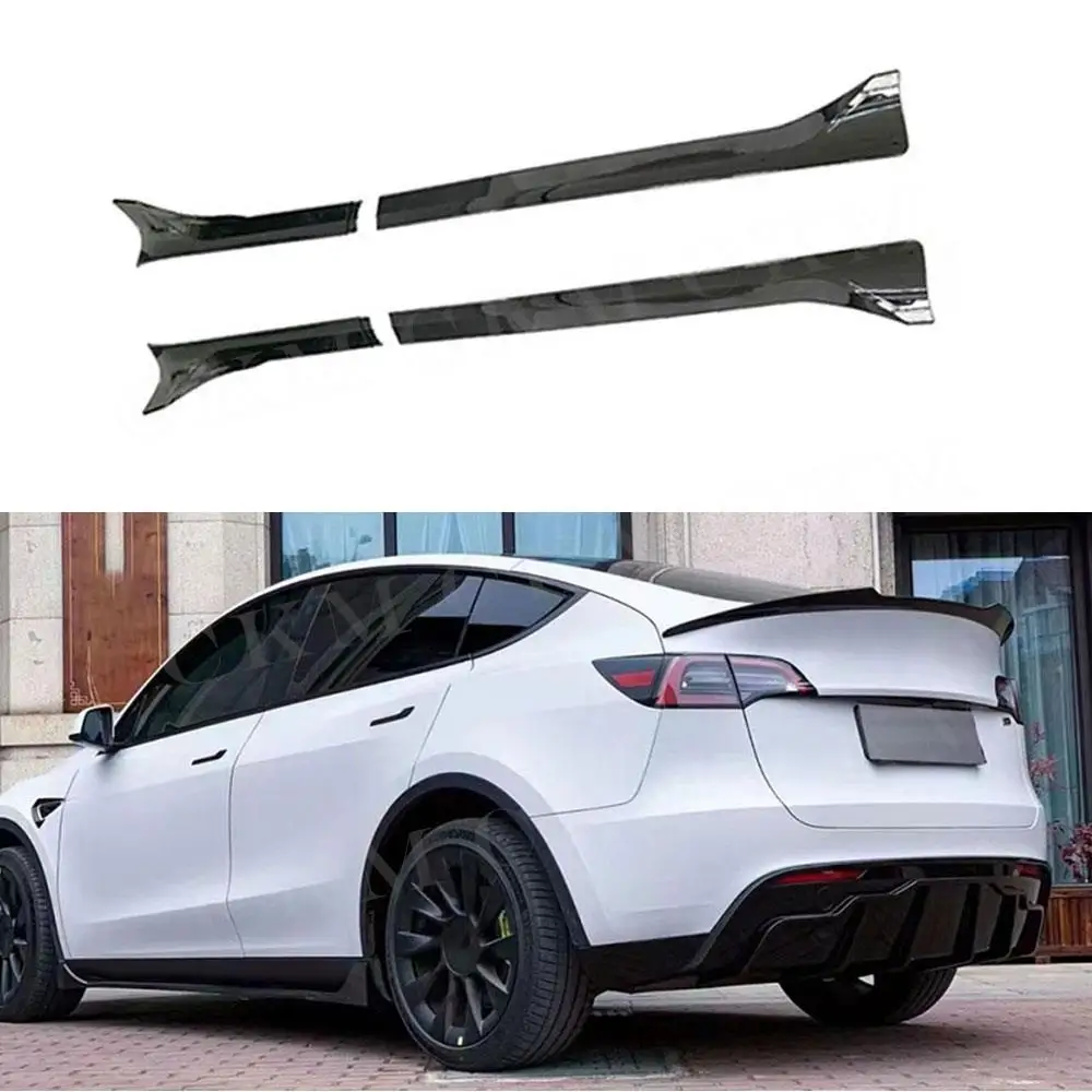 Carbon Fiber Side Skirts Extension Body Panel Lip Splitter Winglet for Tesla Model Y 2021+ Side Skirts Rocker Panels Side Skirt