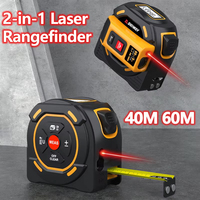 40M 60M Laser Rangefinder 2-in-1 Digital Tape Measure Distance Meter Retractable Tape 5m Range Finder Laser Distance Meter Ruler