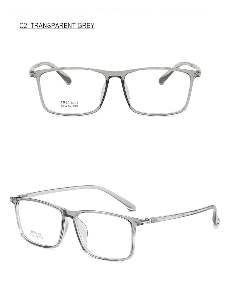 Photochrome oder blaues Licht blockierende Myopiebrille, verschreibungspflichtig -0,5 bis -10, anpassbar, für Damen und Herren, quadratischer TR90-Rahmen F118 – Detail 16