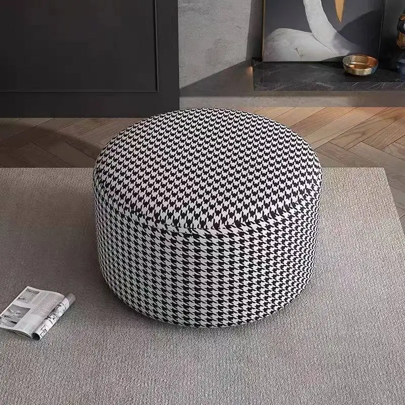 Modern Round Boucle Upholstered Ottoman with Soft Padded Seat, Multi-Functional Sofa Footrest, Side Table, Extra, Customized