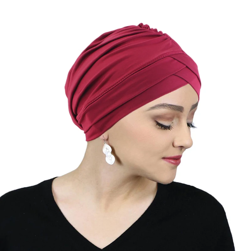 Muslim Underscarf Women Elastic Cross Head Wrap Inner Hijab Caps Chemo Bandana Hijab Bonnet Cap Islamic Arab Ethnic Inner Hat