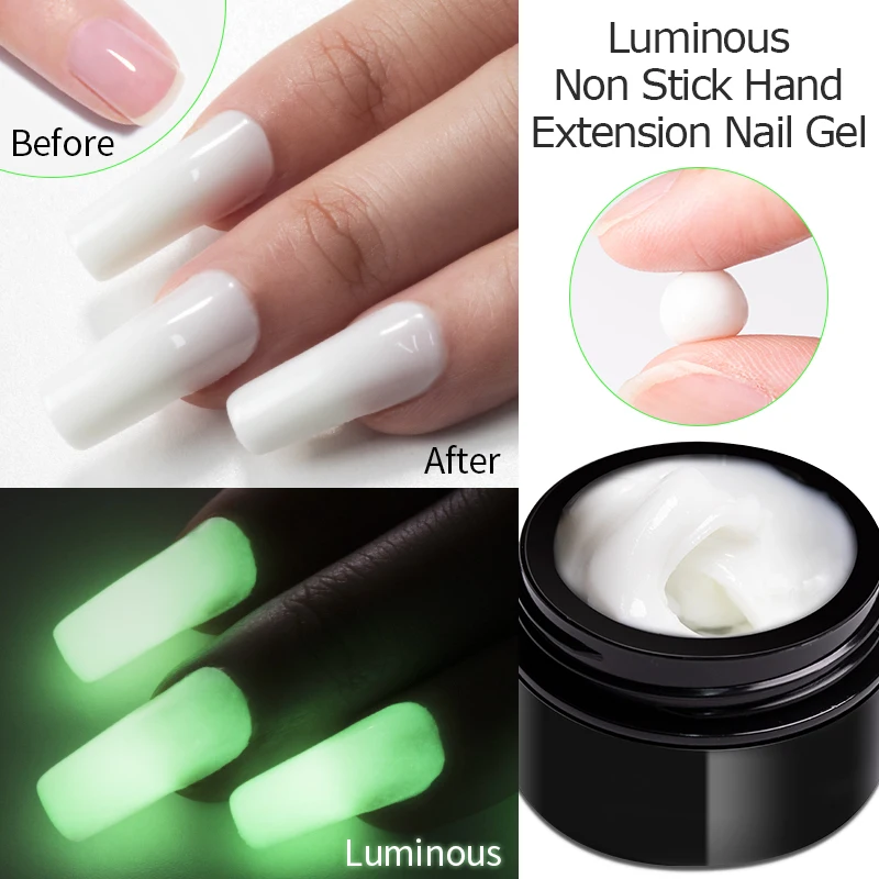 BOLZIN 15ml Neon Luminous Non Stick Hand Extension Nail Gel Soak Off  UV LED Semi-Permanant Carving Flower Nail Art Varnish