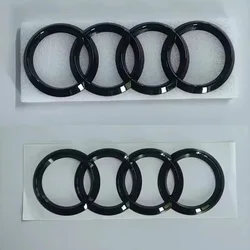 Audi 4-Ring logo ABS Silver/Black Car Hood Front Bonnet Grill Rear Trunk Emblem Badge Sticker For  A3 A4 A5 A6 A7 Q2 Q3 Q5 Q8 TT