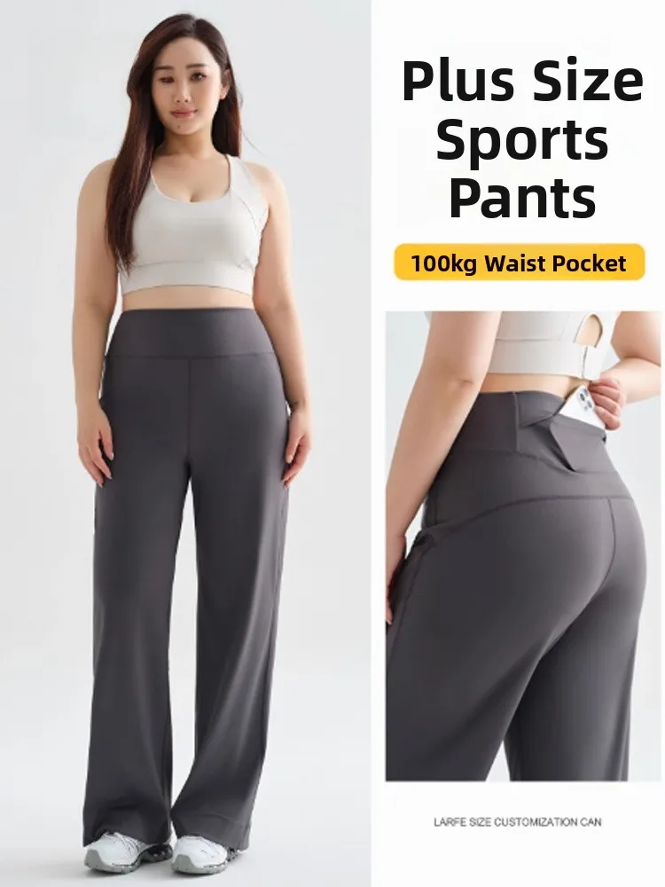 Pantaloni sportivi da donna taglie forti Pantaloni da yoga dritti a gamba larga a vita alta Abito autunnale ket Design Casual Faion Bot