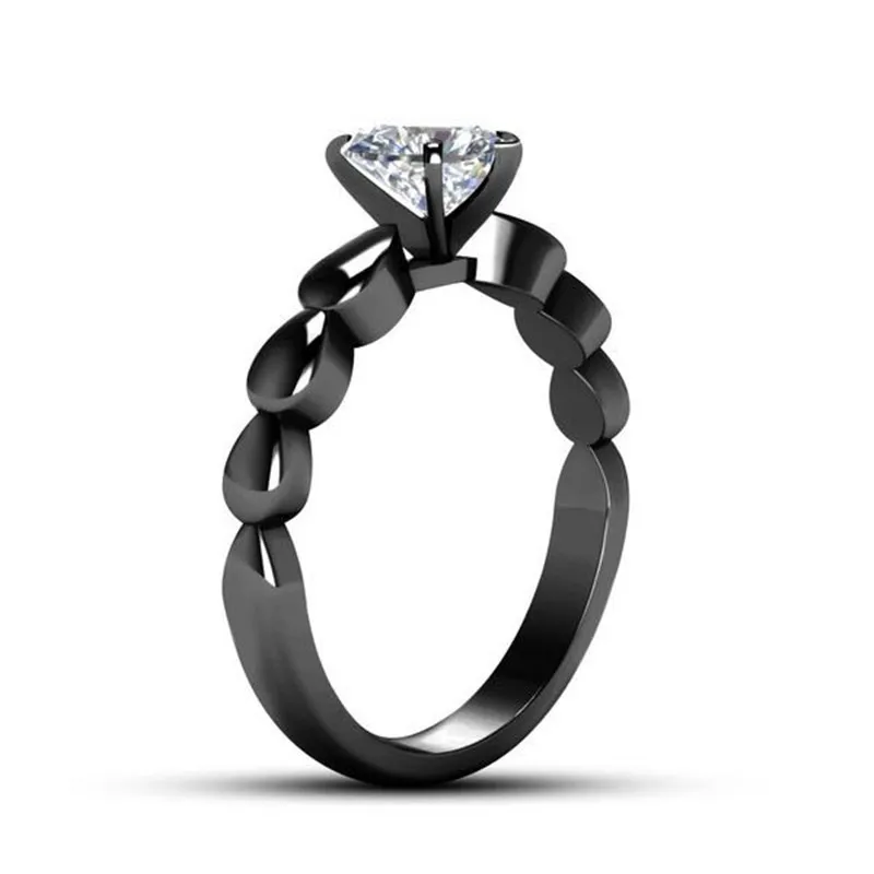 New 925 Sterling Silver Ring Inlaid With Love Shaped Zircon Luxury Eight Hearts And Eight Arrows Black Gold Gun Metal Ring