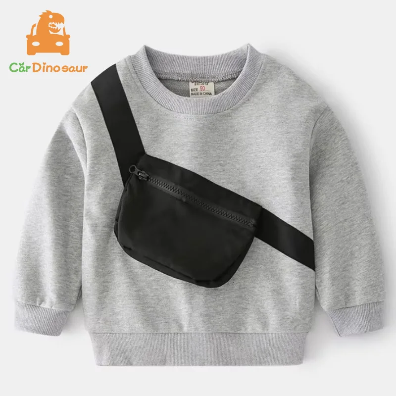 

2025 Spring Autumn 2 3 4 5 6 7 8 Years Children O-Neck Collar Cotton Denim Color Patchwork Kids Baby Boy Sweatshirt With Pocket