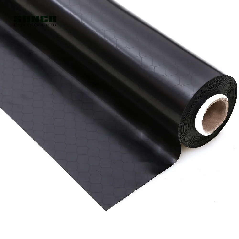2025S10 0.5mm Antistatic Vinyl PVC Grid Honeycomb Mesh Curtains/Anti Static Black ESD Anti-Static Curtain/Cleanroom Sheet Film